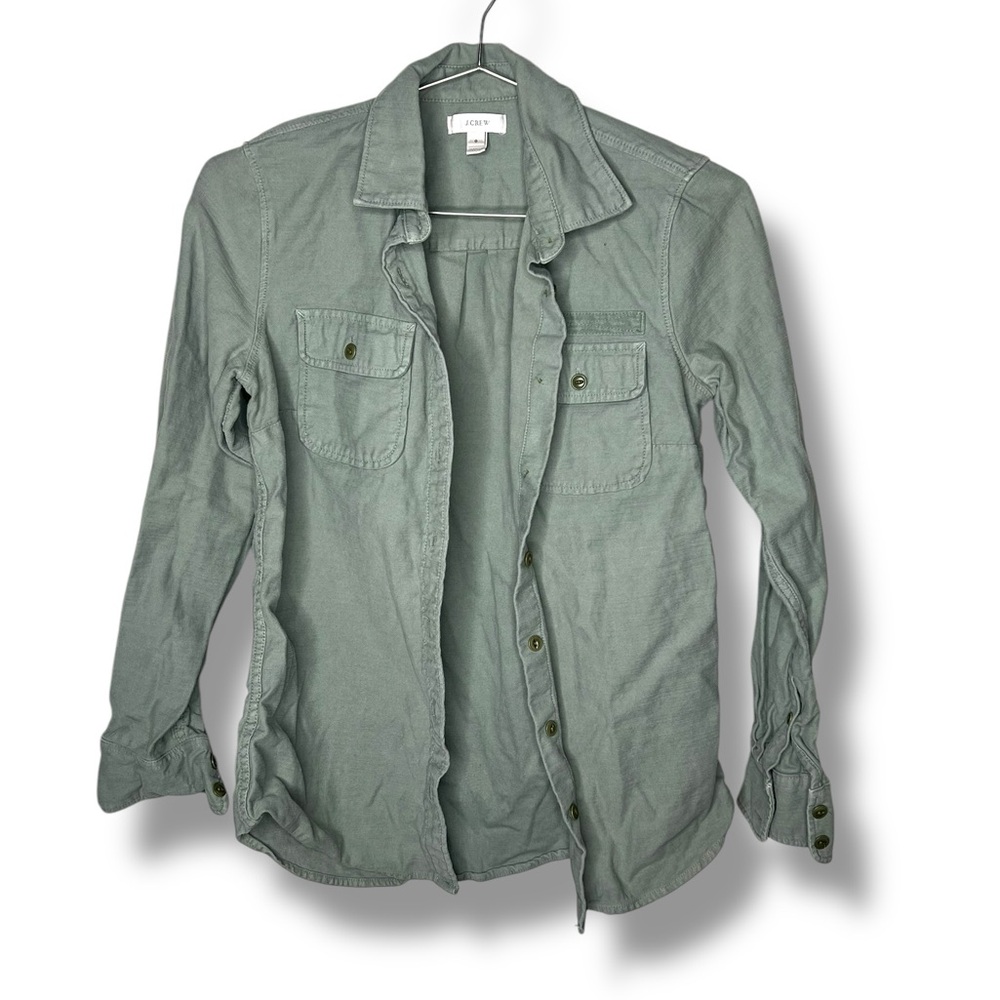 J. Crew Sage Green Utility Shirt Jacket Button Down Shacket Size 0